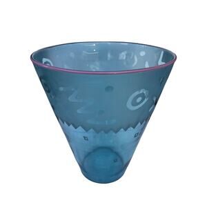 Vintage 80s Art Glass Vase Signed Ginger Kelly 1989 Blue Artist Post Modern